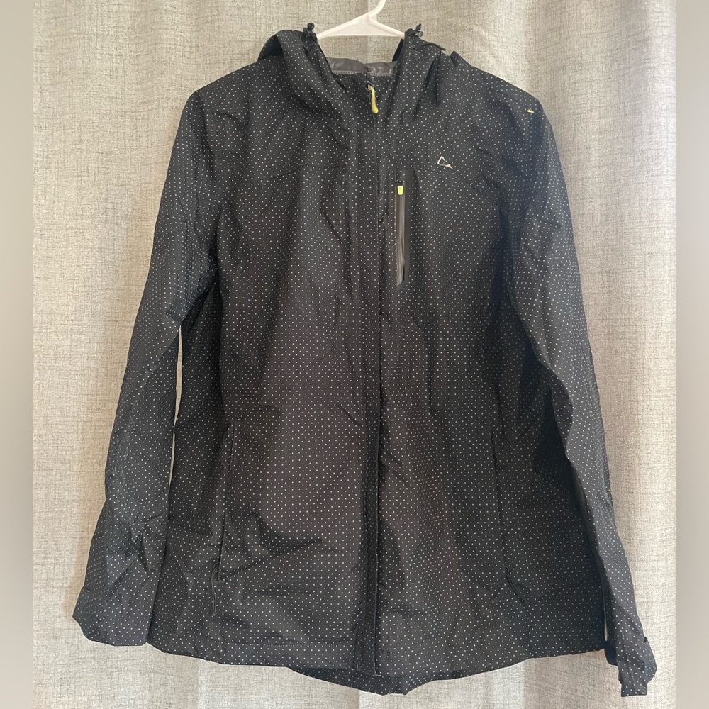 Paradox lightweight black rain jacket with green detail LARGE